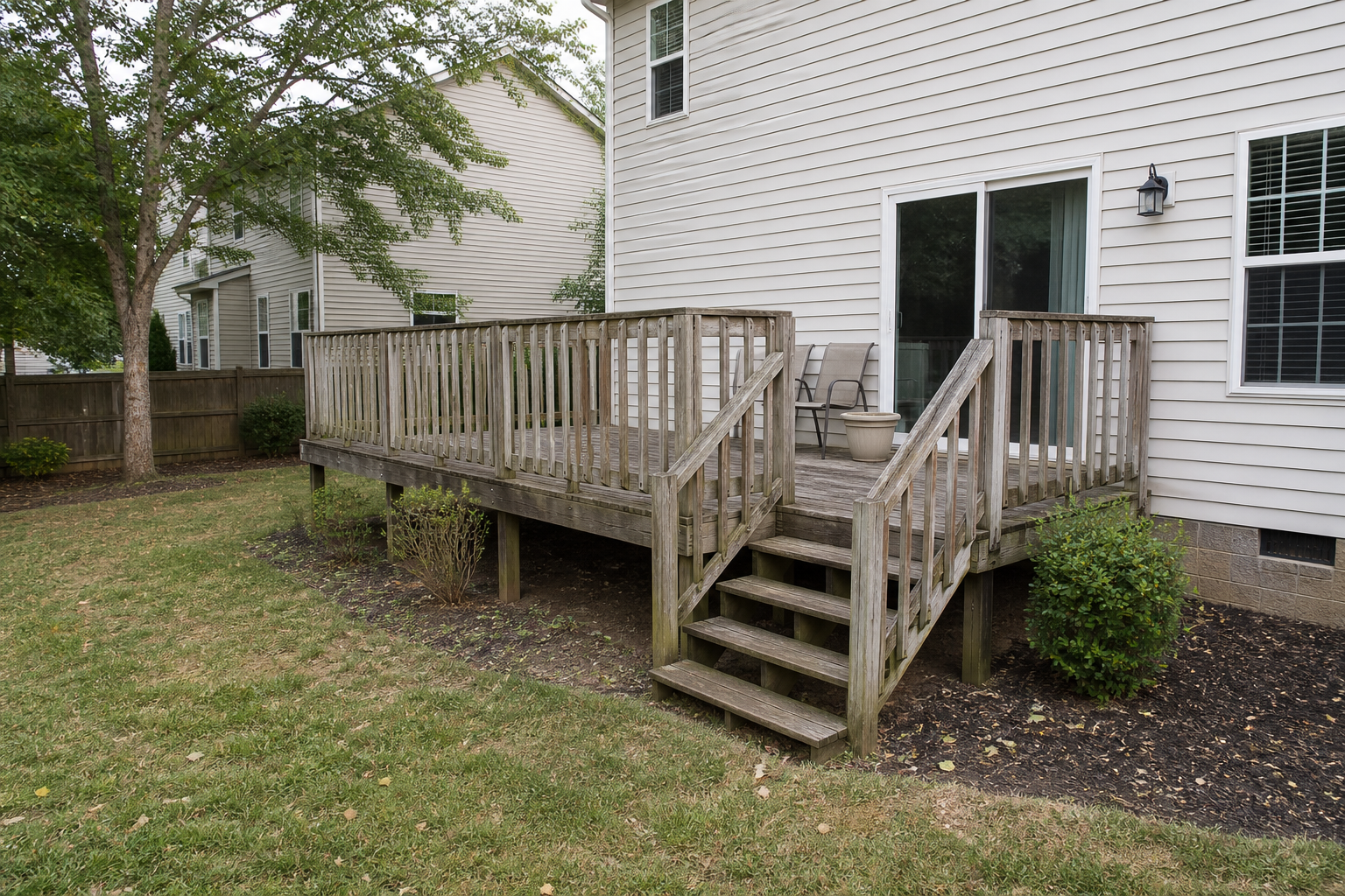 Backyard before the deck project